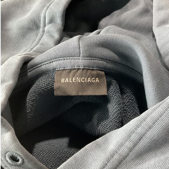 Balenciaga Classic Washed Blue Corporate Hoodie Size L - Picture 4 of 6